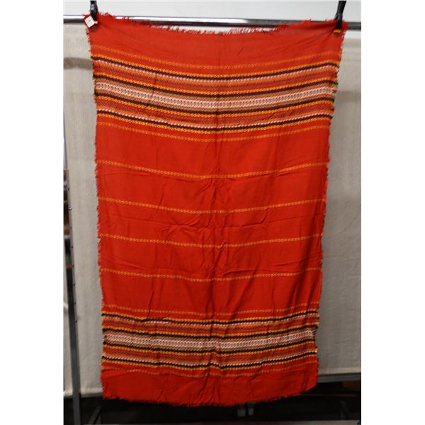 Red Area Rug w/ Geometric Design & Fringe 36" x 58"