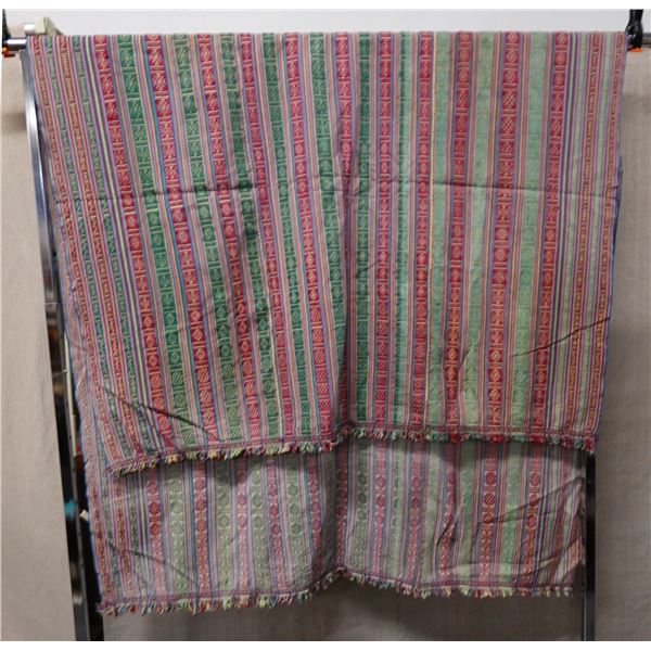Striped Fabric Wrap or Throw w/ Fringe 50" x 86"