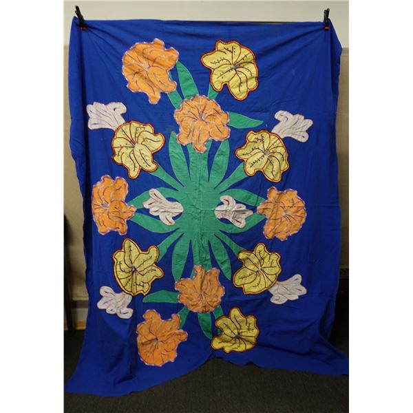 Applique Embroidered Floral Quilt 72" x 90"