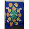 Image 1 : Applique Embroidered Floral Quilt 72" x 90"