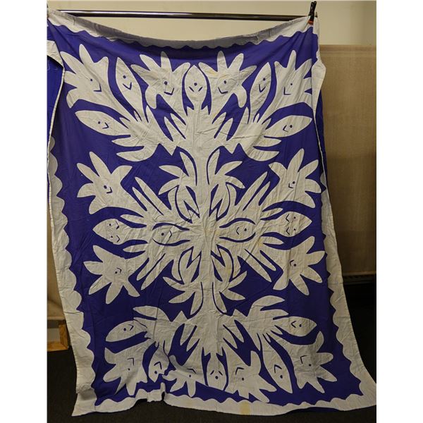 Applique Embroidered Floral Quilt or Cover 72" x 46"