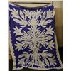 Image 1 : Applique Embroidered Floral Quilt or Cover 72" x 46"
