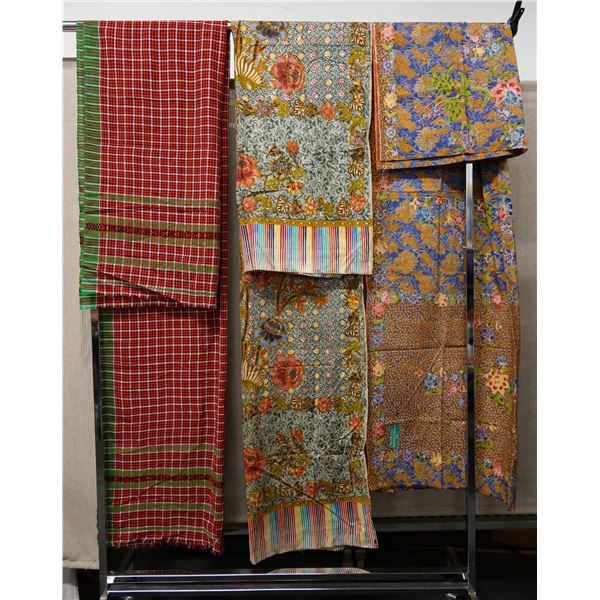 Qty 3 Fabric Sections, Misc Design & Sizes