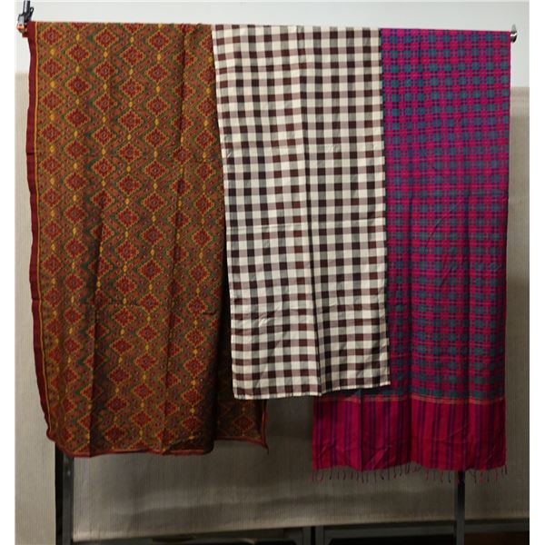 Qty 3 Fabric Sections, Misc Design & Sizes