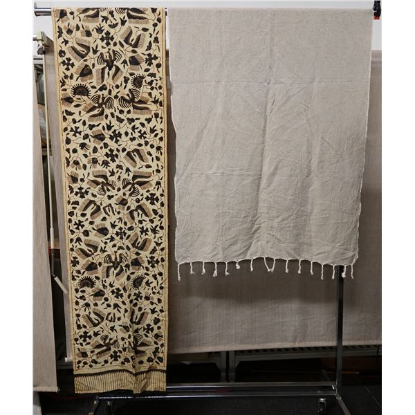 Qty 2 Fabric Wraps or Throws, Misc Design & Sizes