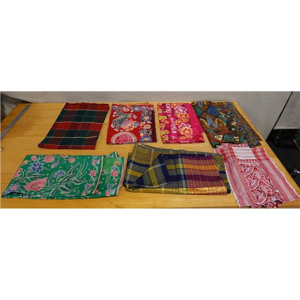 Qty 7 Fabric Sections, Misc Design & Sizes