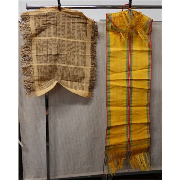 Qty 2 Fabric Wraps or Throws w/ Fringes, Misc Design & Sizes