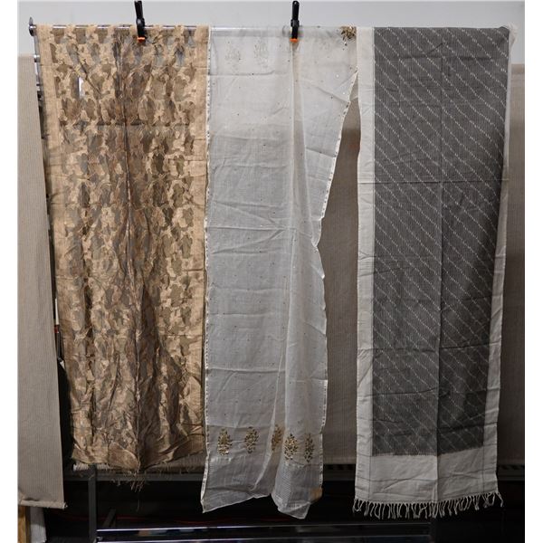 Qty 3 Fabric Sections, Misc Design & Sizes