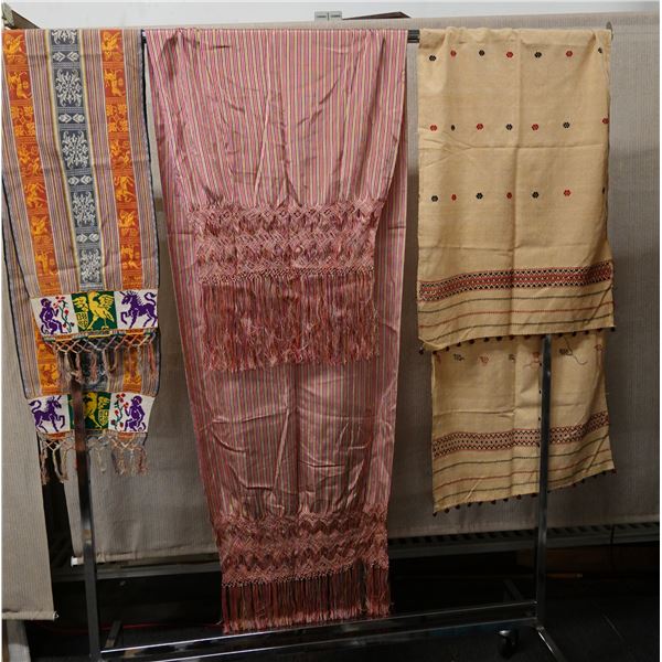 Qty 3 Fabric Wraps or Throws, Misc Design & Sizes