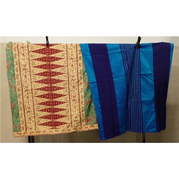Qty 2 Fabric Wraps or Throws, Open Ended, Misc Design & Sizes