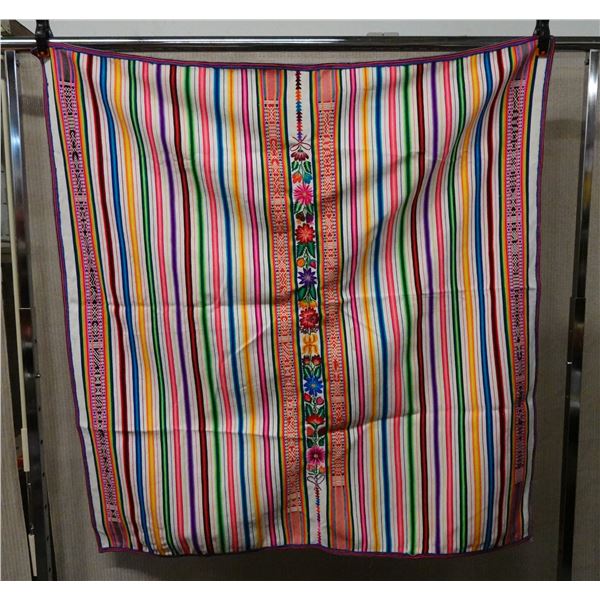 Striped Fabric w/ Flowers Wrap or Throw 42" x 42"