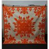 Image 1 : Orange Hawaiian Floral Quilt 93" x 90"