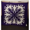 Image 1 : Blue & White Applique Floral Quilt 102" x 94"
