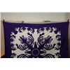 Image 2 : Blue & White Applique Floral Quilt 102" x 94"