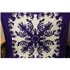 Image 3 : Blue & White Applique Floral Quilt 102" x 94"