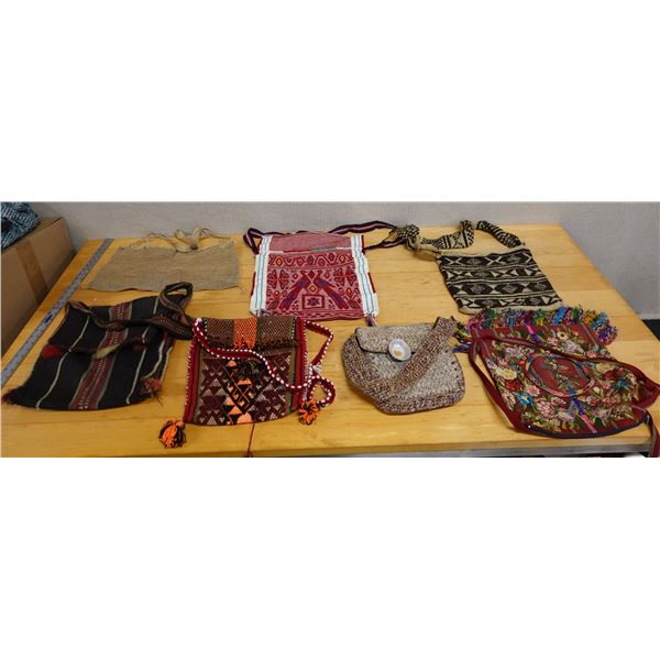 Qty 7 Woven Shoulder Tote Bags, Misc Styles & Sizes