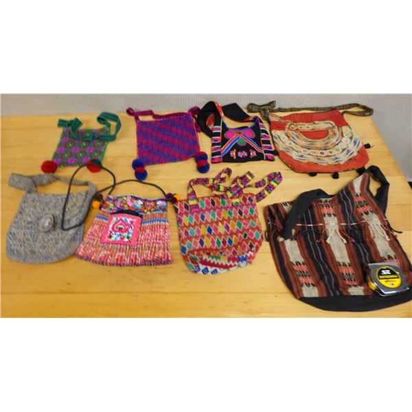 Qty 8 Woven Shoulder Tote Bags, Misc Styles & Sizes