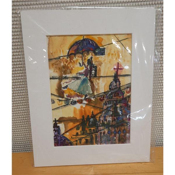 Abstract City Scene Artwork, Unframed 11" x 14"