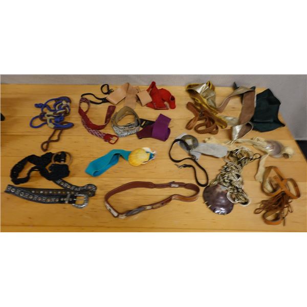 Multiple Belts, Ties, etc Misc Styles, Materials & Sizes