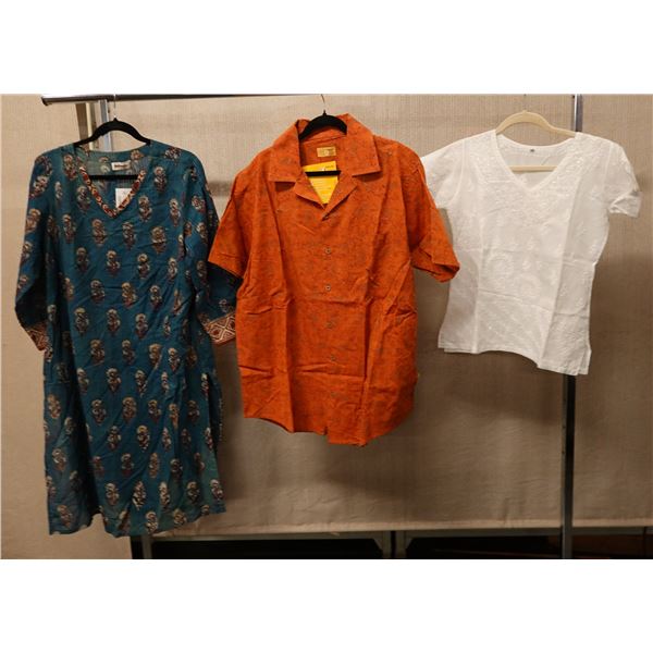 Qty 3 Tops: White Embroidered Size 38, Archana Sankar's Ahom XL & Fabindia Tunic XL