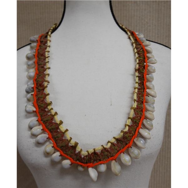 Cowrie Shell Necklace on a Woven Cord 32"L