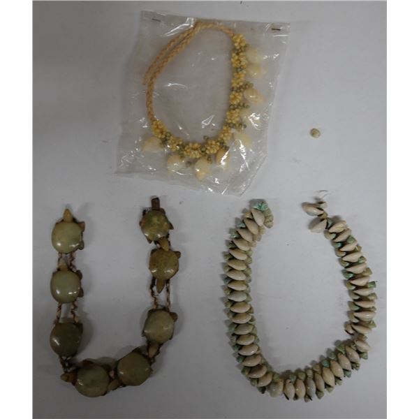 Qty 3 Shell & Stone Lei, Misc Styles & Sizes