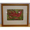 Image 1 : The Cardinals Artwork Signed by Artist John Kjargaard (?) Dated 3/04, Framed & Matted 17" x 14"