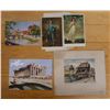 Image 1 : Qty 5 Unframed Artworks, Some Matted, Misc Themes & Sizes
