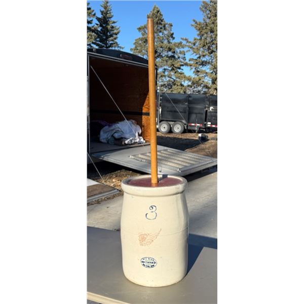 REDWING STONEWARE BUTTER CHURN CROCK