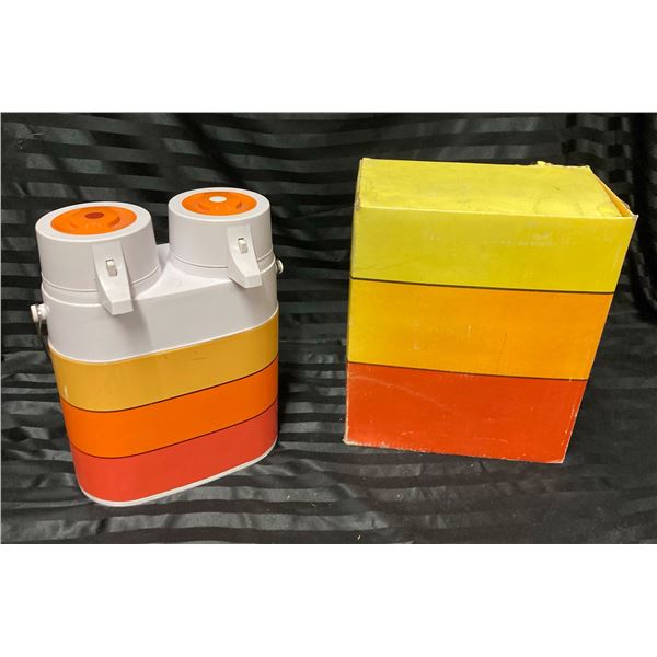 VINTAGE, MID-CENTURY TWIN AIR POT VACUUM BOTTLE WITH ITS ORIGINAL BOX