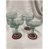 Image 2 : HAND-BLOWN MEXICAN GLASSWARE, INCLUDING SEVERAL MARGARITA GLASSES AND A PITCHER