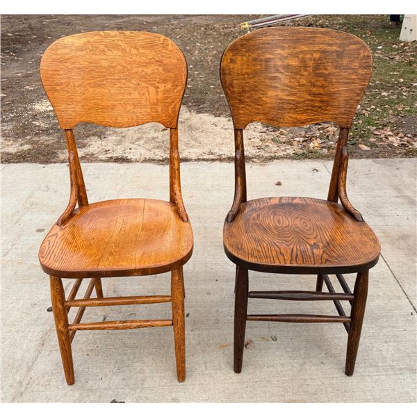 ANTIQUE TIGER OAK BENTWOOD CHAIRS, PAIR