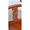 Image 3 : ANTIQUE ASIAN CORNER CHAIR - ROSEWOOD WITH CARVED GRAPE MOTIF AND CUSTOM-MADE PADDING