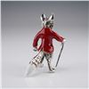Image 2 : Sterling Silver Fox Figurine with Red Enamel Coat