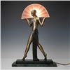 Image 1 : Attributed to Max LeVerrier, Deco Style Bronze & Glass Egyptian Dancer Lamp