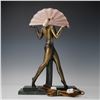Image 2 : Attributed to Max LeVerrier, Deco Style Bronze & Glass Egyptian Dancer Lamp