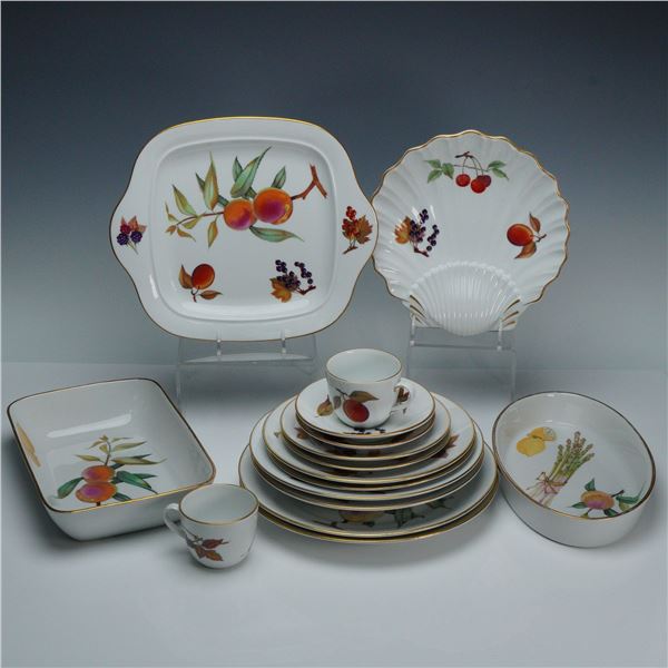 16pc Royal Worcester Porcelain Dinnerware Set for Two, Evesham Pattern