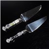 Image 1 : 2pc Waterford and Fostoria Crystal Handle Cake Servers
