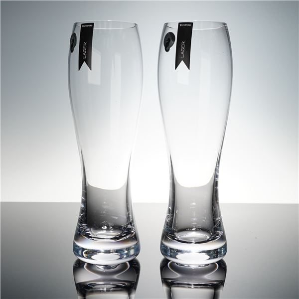 Pair of Waterford Crystal Lager Glasses, Elegance