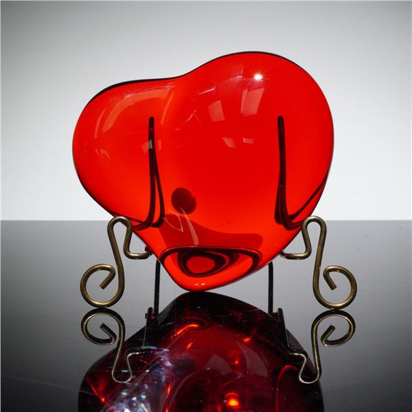 Elsa Peretti For Tiffany & Co. Red Glass Heart Paperweight