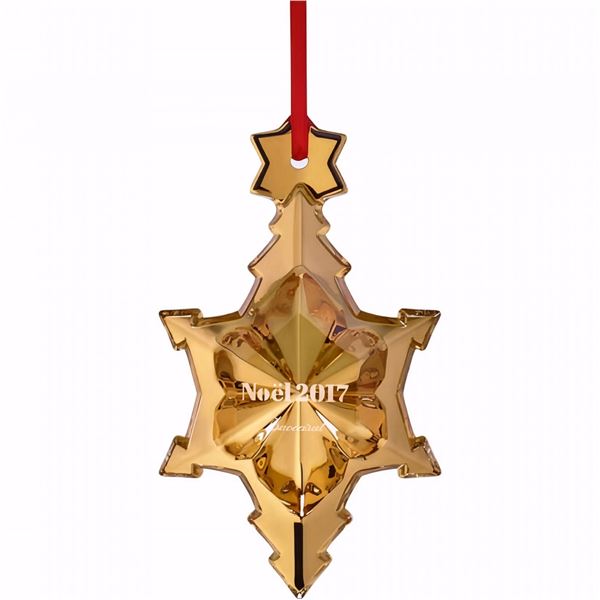 Baccarat Crystal Gold 2017 Noel Christmas Tree Ornament,  Sealed Box
