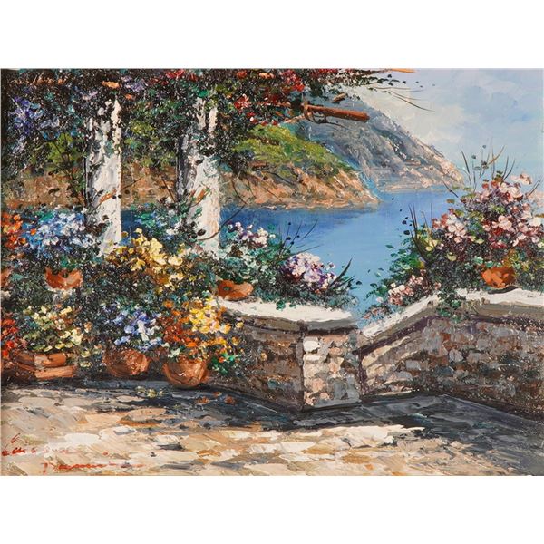 Domenico Caiazza (Italian b.1953) Oil on Canvas, Amalfi Coast, Signed
