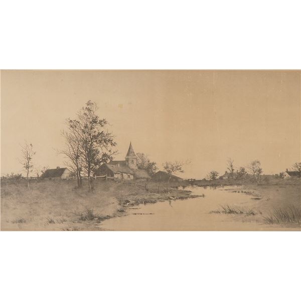 Alfred J. Haller (American, 19th-20th Century) Etching on Board, Signed