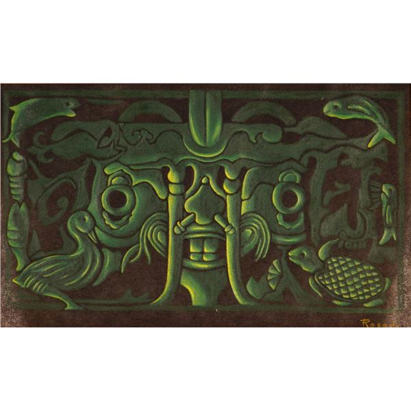 Attr. Julio Rosado del Valle, Pastel Totem Composition, Signed