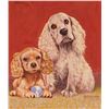Image 1 : Original Gouache on Paperboard Painting, Two Cocker Spaniels, Signed