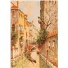 Image 1 : Original Watercolor on Paper Painting, Venetian Canal, Signed & Dated