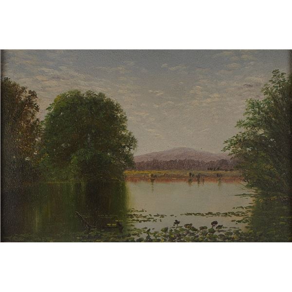 Edouard G McDowell, 1850s Gouache on Board, Catawissa Creek Penn, Signed