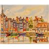 Image 1 : William Le Quilleuc, Watercolor on Paper Painting, Normandy Harbor, Signed