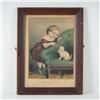 Image 2 : Currier & Ives, Hand-Colored Lithograph on Paper, Little Annie & Her Kittie