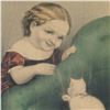 Image 3 : Currier & Ives, Hand-Colored Lithograph on Paper, Little Annie & Her Kittie